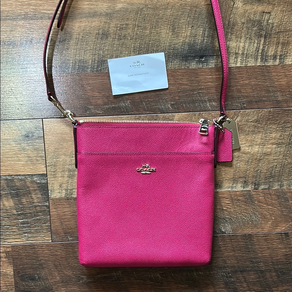 Coach Pink Pebbled Leather Crossbody Bag
